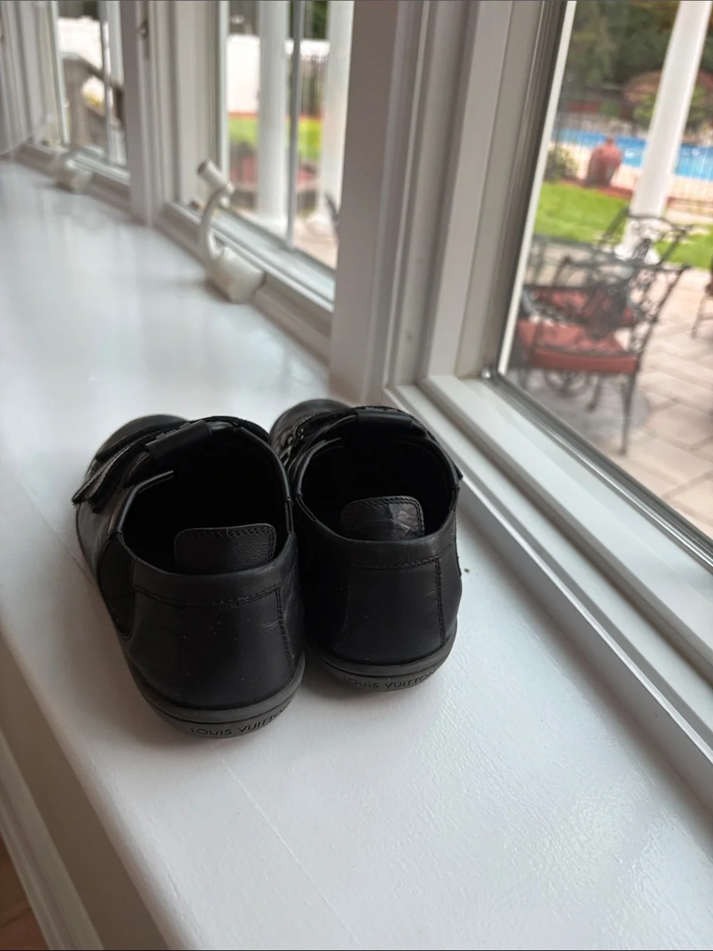 Vintage Louis Vuitton Black Leather Kids Velcro Strap Sneakers